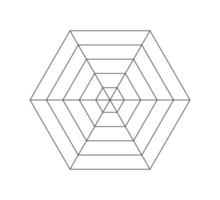 Hexagonal radar or spider diagram template. Hexagon graph. Flat spider mesh. Blank six sided radar chart. Kiviat diagram for statistic and analitic. Vector illustration isolated on white background