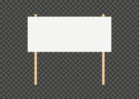 Picket banner frame. Blank demonstration banner mock up. Empty protest placard with wooden poles. Realistic politic strike board mockup. Vector illustration isolated