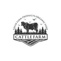 Vintage cattle farm logo vector template