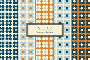 Colorful geometric tile simple floral seamless repeat pattern background design vector