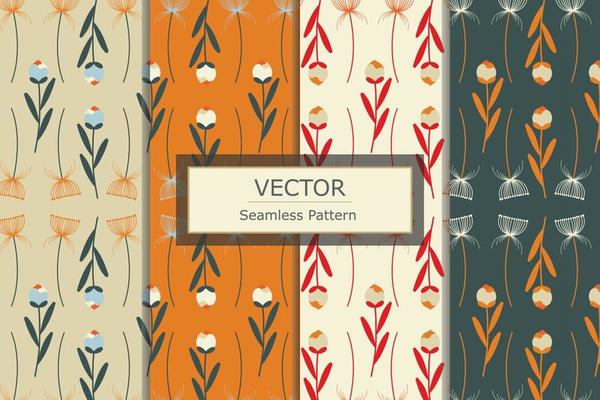 Vintage tulip blooming and wishing flower color variation background seamless repeat pattern design