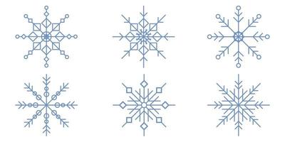 Set of simple flat blue snowflakes icon. Great design for any purposes. Vector illustration isolated on white background