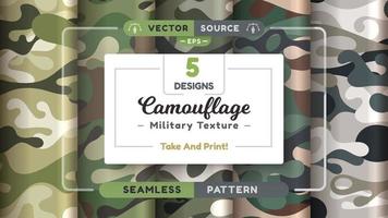 patrones sin costura de camuflaje, textura militar, tela de guerra de paquetes vector