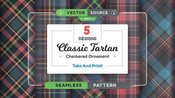 Tartan seamless patterns, merry christmas texture, checkered scottish fabric. vector