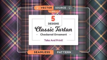 Tartan Halloween seamless patterns, merry christmas texture, checkered scottish fabric. vector