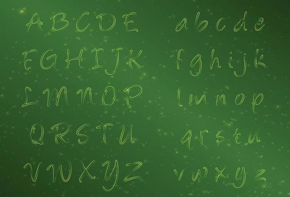 Green neon light character set with austro background