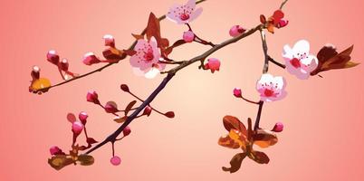 flor de cerezo abstracta con fondo rosado vector