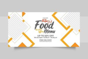 Luxury delicious food menu web banner template design vector