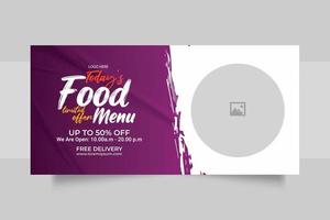 diseño de plantilla de banner web de menú de comida deliciosa de lujo vector