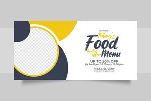 Luxury delicious food menu web banner template design vector