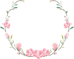 pink magnolia heart wreath frame for valentine banner png