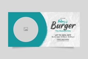 Luxury delicious food menu web banner template design vector