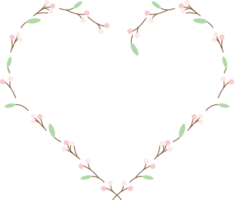 minimal flower bud heart and circle wreath png