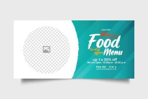 Luxury delicious food menu web banner template design vector