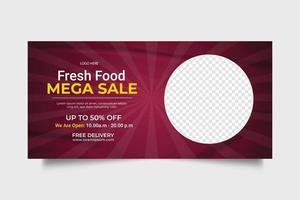 Luxury delicious food menu web banner template design vector