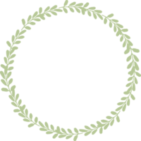 green leaves circle wreath frame flat style png