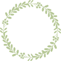 green leaves circle wreath frame flat style png