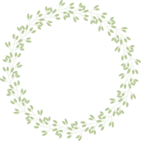 style plat de cadre de couronne de cercle de feuilles vertes png