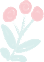 bonito estilo de desenho de mão rosa pastel e primavera azul pequena flor e folha png