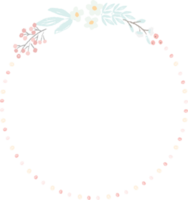 cute hand draw style pastel pink and blue spring tiny little flower and leaf wreath png