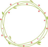 pink pastel daisy spring wreath doodle flat style png