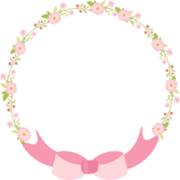 pink pastel daisy spring wreath doodle flat style png