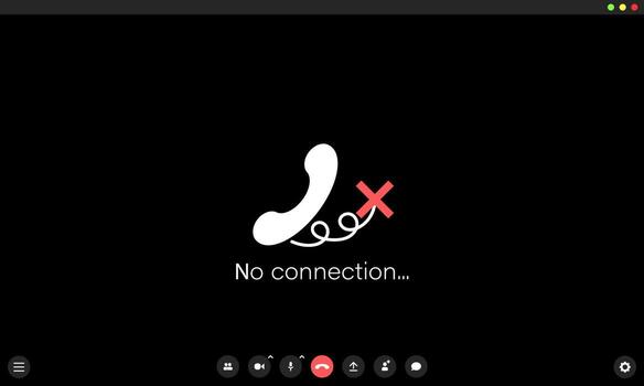 WebVideo conference. No connection. Conception of bad signal. Mockup of online call vector