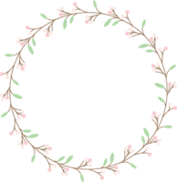 coração de botão de flor mínimo e coroa de círculo png