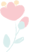 schattig hand- trek stijl pastel roze en blauw voorjaar klein weinig bloem en blad png