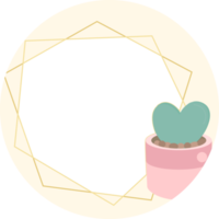 cactus e succulento piatto stile con d'oro geometrico telaio etichetta png