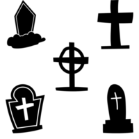 set of tombstones for Halloween on transparent backrgound png