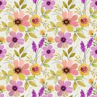 Colorful flowers in watercolor style seamless pattern. vector