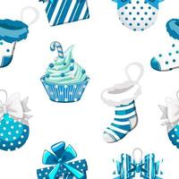 Blue seamless pattern for wrapping gifts for Christmas. vector