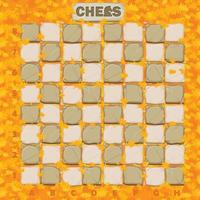 Stone chessboard on a background of autumn leaves. Vector 2D game chess online.