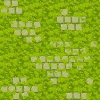 Seamless green grass texture with old stone tiles. vector