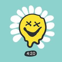 Liquid smiling face. Time line 4.20 pm. Vector illustration