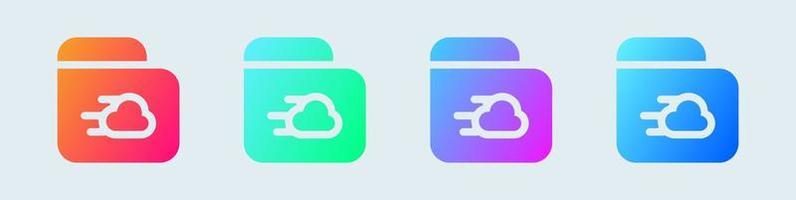 Cloud storage solid icon in gradient colors. Network database signs vector illustration.