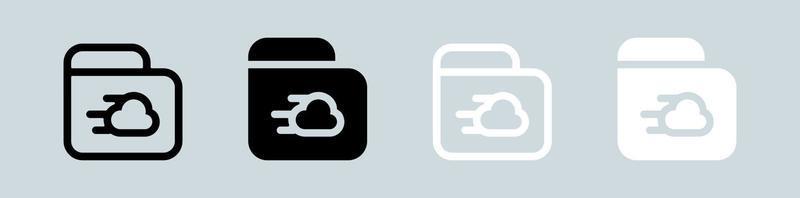 Cloud storage icon set in black and white. Network database signs vector illustration.