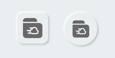 Cloud storage solid icon in neomorphic design style. Network database signs vector illustration.