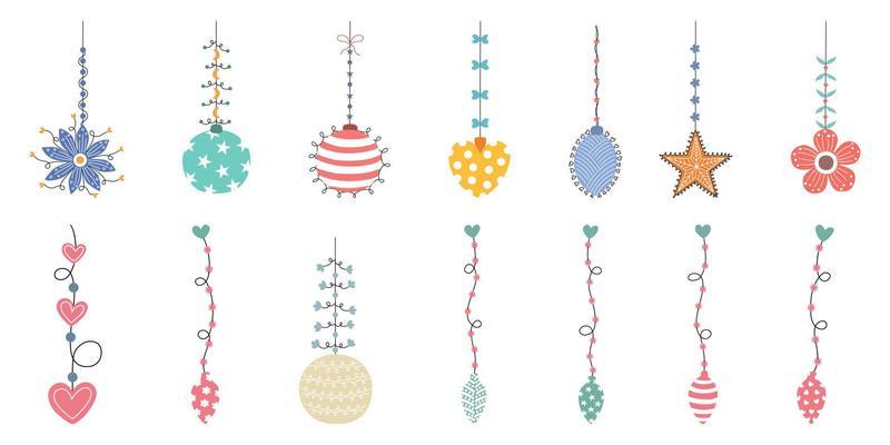 Christmas elements designed in doodle style for Christmas themed decorations, cards, scrapbooks, digital prints, bag designs, fabric patterns and more.