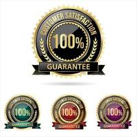 Collection of customer satisfaction guarantee badge with ribbon isolated on white background vector