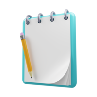 Empty notebook with a pencil. 3D rendering. png