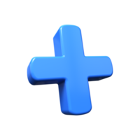 Blue plus sign 3d render png