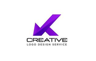 Letter k,  purple gradient  k logo or initial K letter logo for your company or K alphabet logo template vector