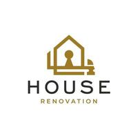 House Renovation with Hammer and Keyhole Logo Design vector