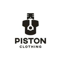 Creative Modern Combination of Piston wih Shirt. Mechanical Clothing Logo Design vector