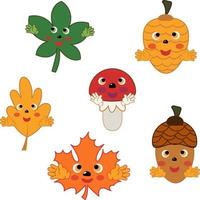 Autumn set of cute characters. Vector cartoon flat illustration.