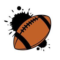 American football, rugby ball with paint splashes, vector icon