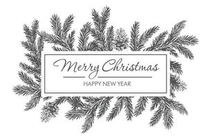 Christmas frame in sketch style. Hand drawn illustration. vector