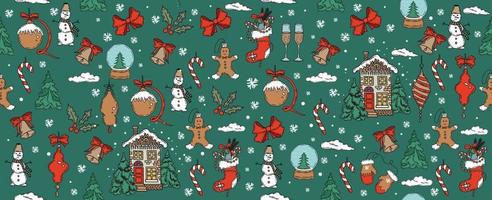 Christmas pattern in sketch style. Hand drawn illustration. vector